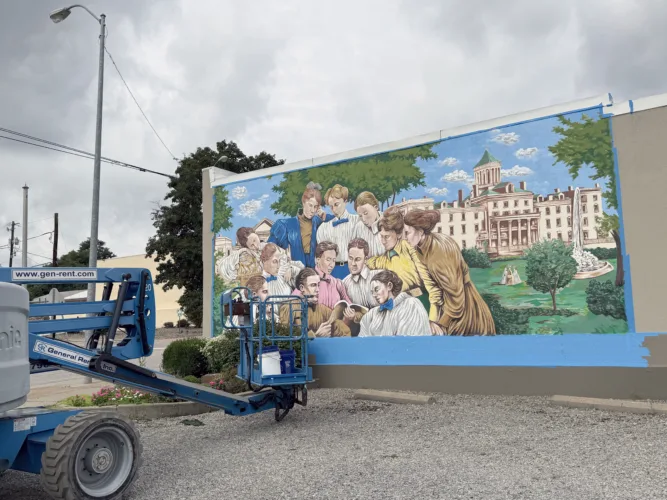 Female Seminary mural gets a touchup